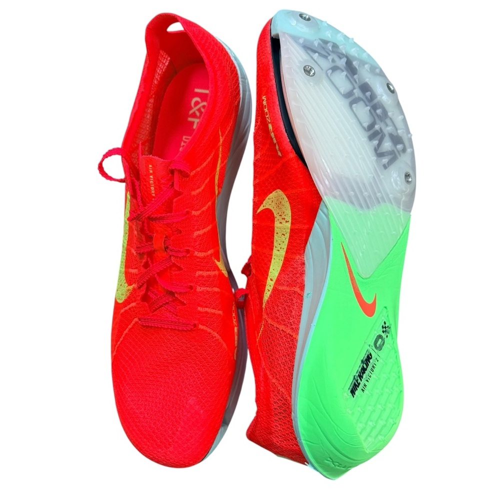 NEW Nike Air Victory 2 Track & Field Spikes 10 Men's Bright Crimson/Lime Blast - Picture 7 of 7